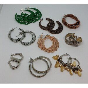 𝅺Huge bundle lot 9 trendy hoop earrings variety boho casual trendy dressy